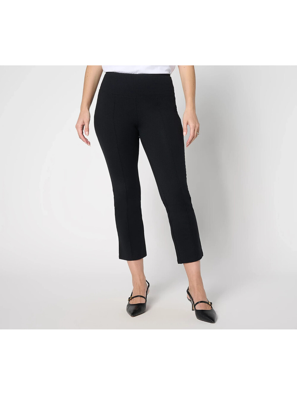 Women with Control Petite 86/14 Straight Leg Crop Empower Pant Black,PM #18-